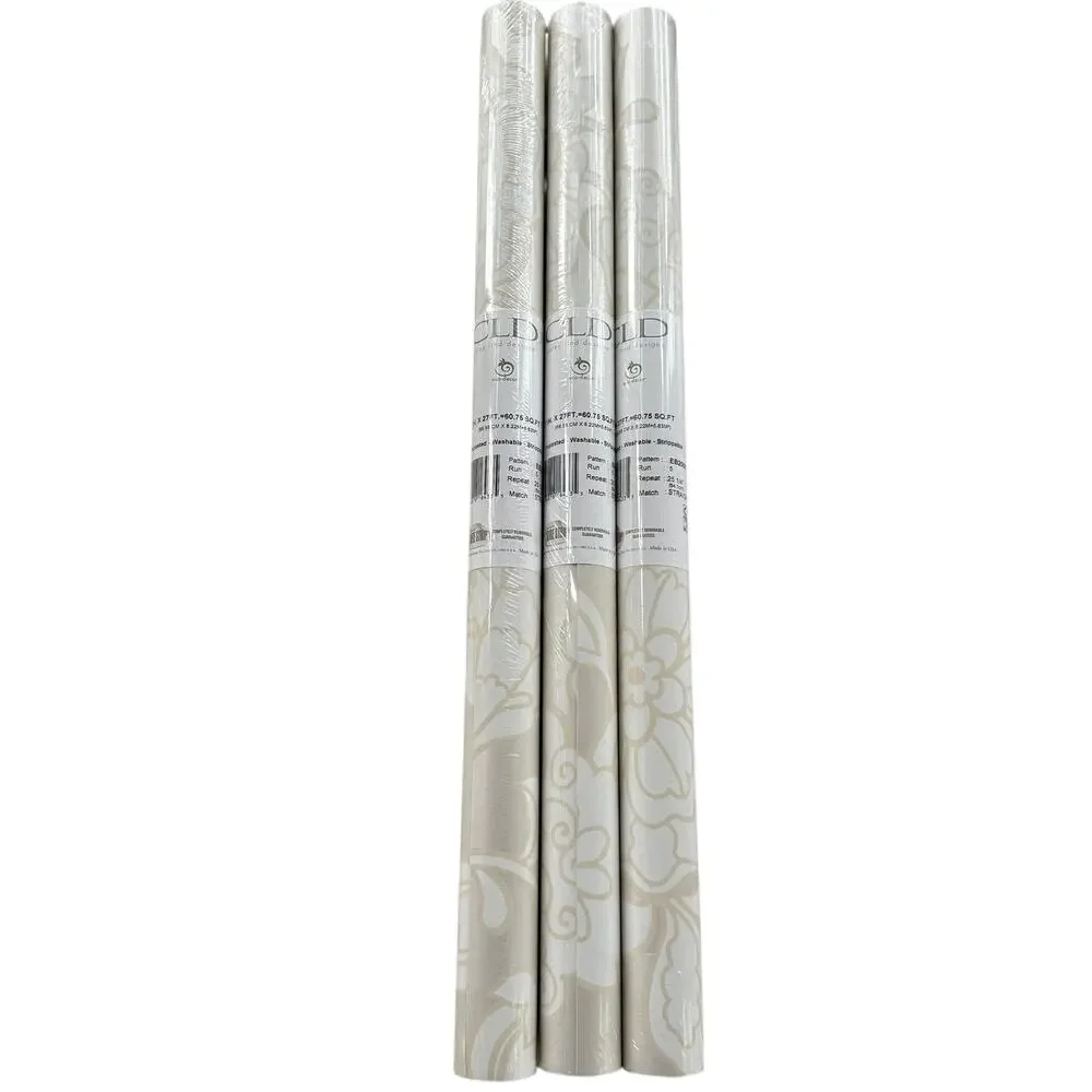 Carey Lind Designs Wallpaper Floral Damask Cream Off White EB2058 1 Roll NEW